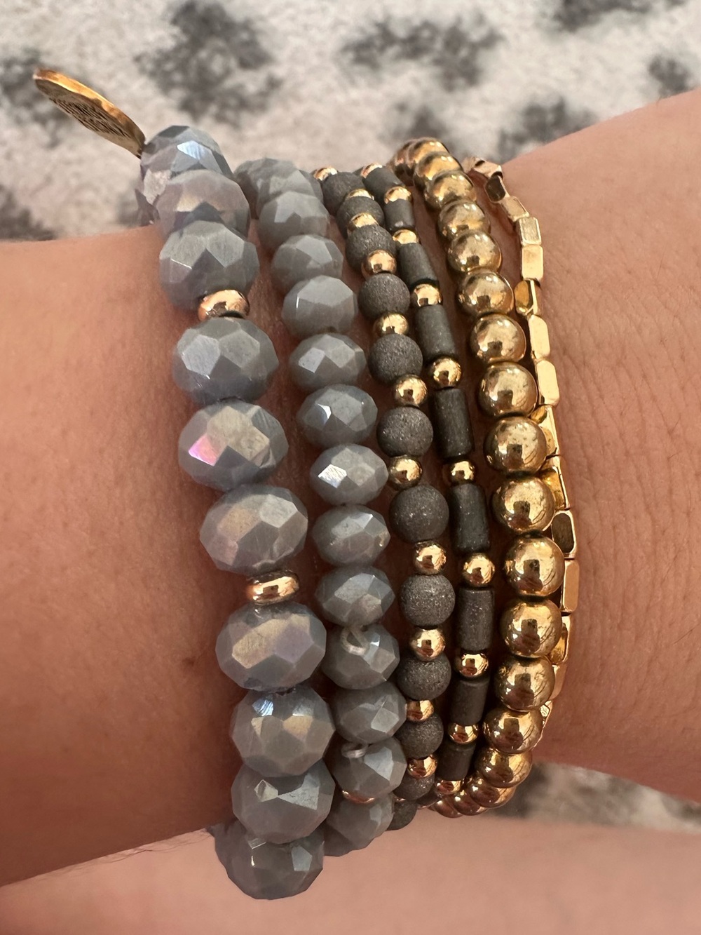 Kinsley Armelle Gray & Gold Beaded Stretch Bracelet Stack